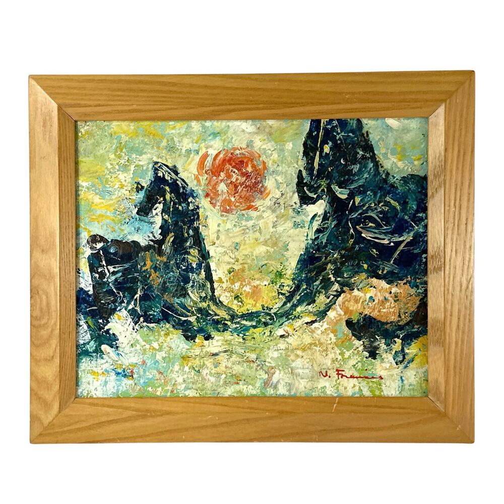 Original Signed N. Francis Abstract Horses Acrylic Painting Impasto 12x10” - Picture 3 of 8